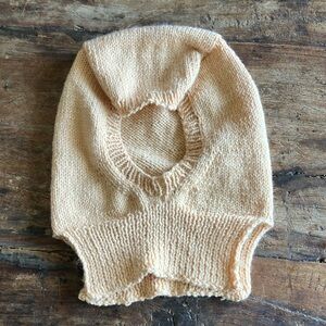 Hand knit Peach Balaclava